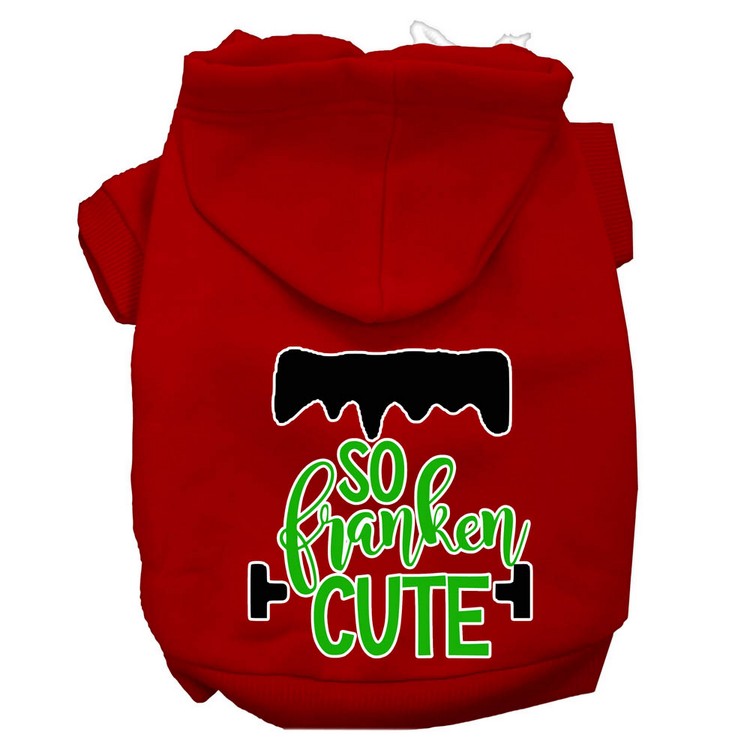 So Franken Cute Screen Print Dog Hoodie Red XS